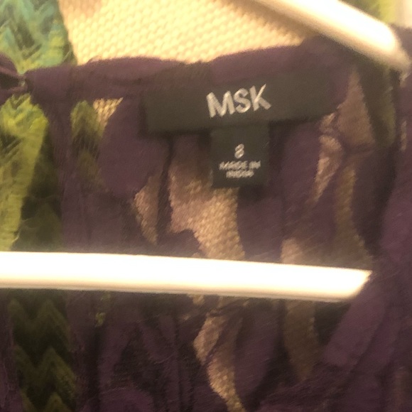 Purple lace tea length dress with tie waist - Picture 2 of 2